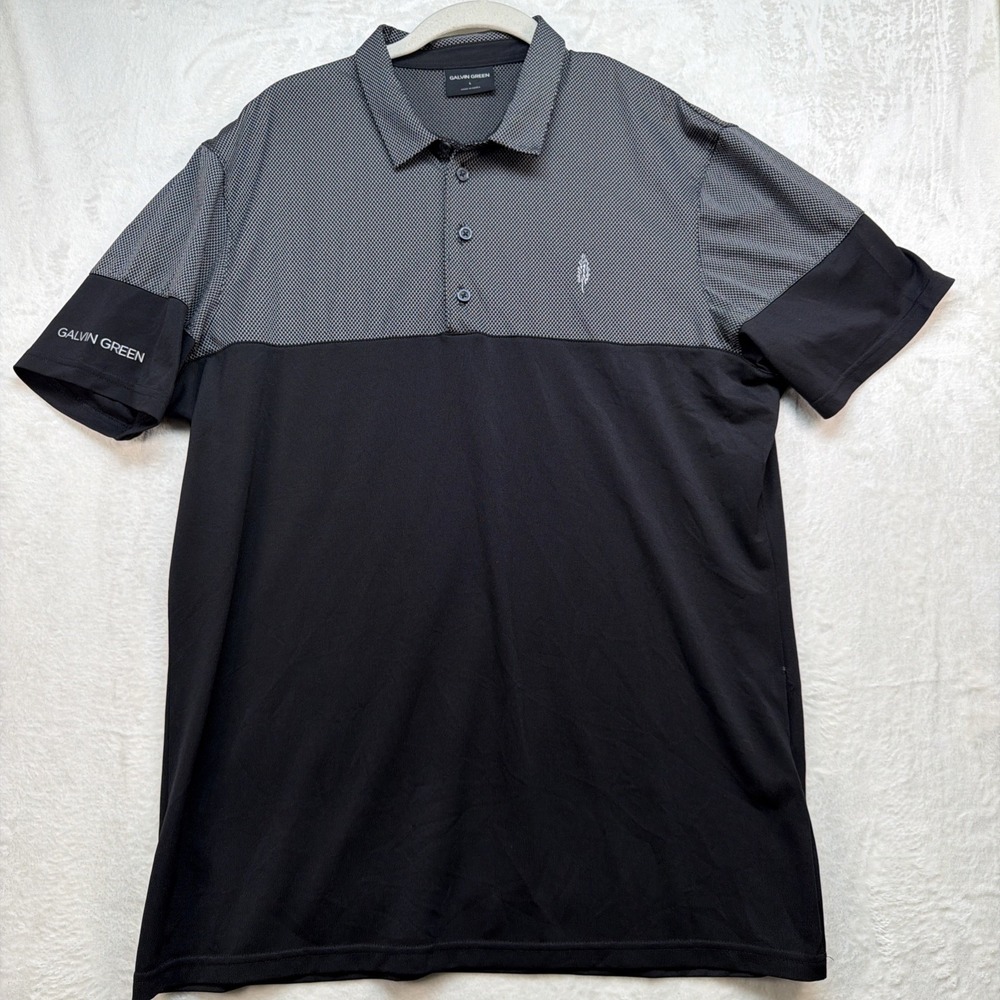 Galvin Green Golf Polo Shirt Gray Black Colorblock Performance Mens Large